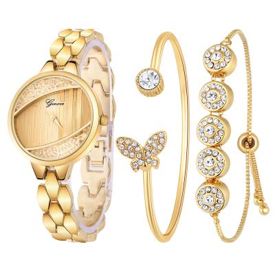 China Water Resistant A TC Fashion Jewelry 18k Gold Plated Crystal Female Alloy Quartz Bracelet Watch Gift Set for sale