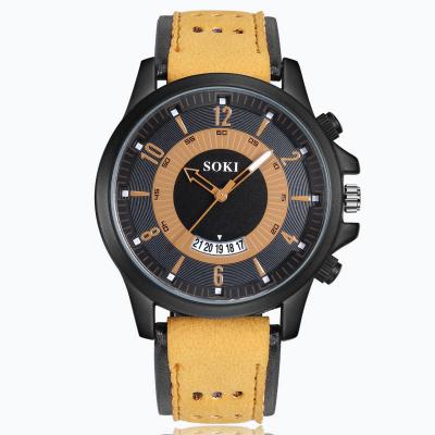 China 2020 Luxury Fashion Quartz Analog Waterproof Brown Leather Men Watch Casual Cool Sport Navi Military Watch for sale