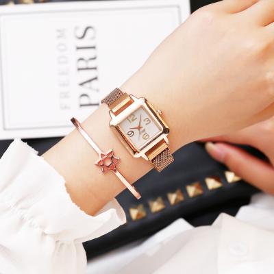 China New Water Resistant Women's Square Dial Quartz Watch Magnet Watch Iron Absorbing Stone Watch for sale