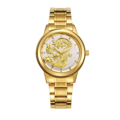 China Amazon Women Lady Men Lady Gold Dragon Luxury Unisex Couples Quartz Waterproof Hot Selling Simple Wrist Watch for sale