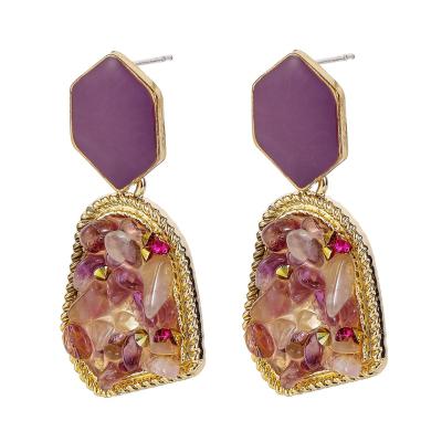 China BOHEMIA Korean purple geometric earrings new retro colored elegant diamond earrings earrings accessories for sale