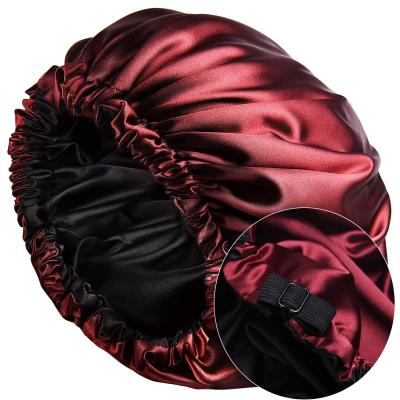 China UNIQ Adjustable Double Layers Silk Satin Hair Hood Eco-friendly Sleeping Women Braiding Hood For Curly Hair for sale