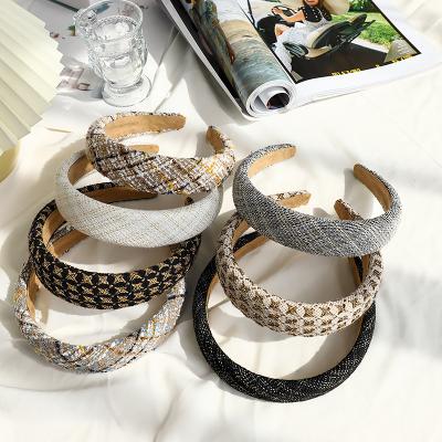 China UNIQ Trendy Fashion Knit Tweed Hoop Fabric Girls Terry Padded Headband Women for sale