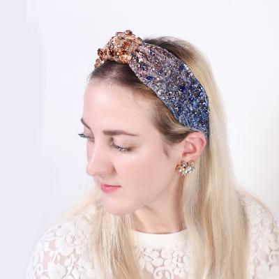 China Fashion Shape Ombre Sequins Mixed Headband Tied Headband With Mixed Shape Crystals Women Headband for sale