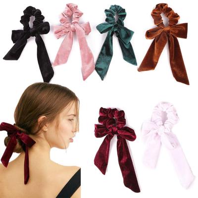 China Girl Hair Decoration UNIQ Scrunchies Velvet Scrunchie Headband For Women Bow Girls Hair Bands Elastic Tie Rope for sale