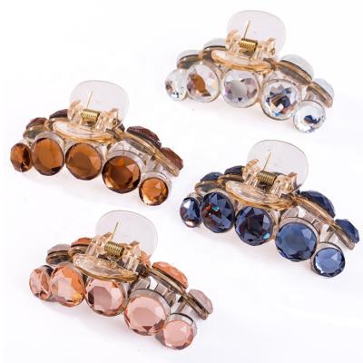 China High Quality Fashion Lady UNIQ Octopus Crystal Gems Hair Clamp Crab Jaw Barrettes Pretty Grips Clamps Plastic Hair Claw Clips for sale