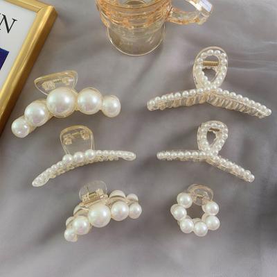 China Fashion Lady UNIQ High Quality Hair Claw Clips Big Enough For Women Pearl Non Slip Hair Clips Strong Hold For Thick Hair for sale