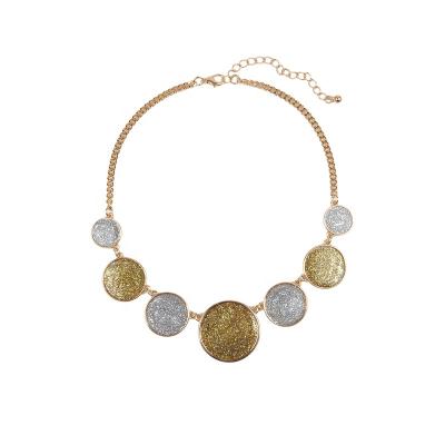 China New Fashion TRENDY Jewelry Mixed Gold And Silver Glitter Paper Statement Necklace for sale