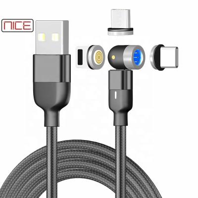 China 3A Magnetic Charging Cable 360 ​​Degree Rotating Connection Magnetic 3 in 1 Fast Micro/IOS/Type-c and Data Transmission USB Phone Charging Cables for Apple Charging Cable for sale