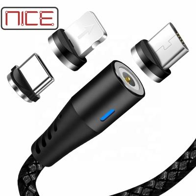 China Fast Charging Speed ​​360 Degree Magnetic Fast Led Charging Cables For IOS Android Type C for sale