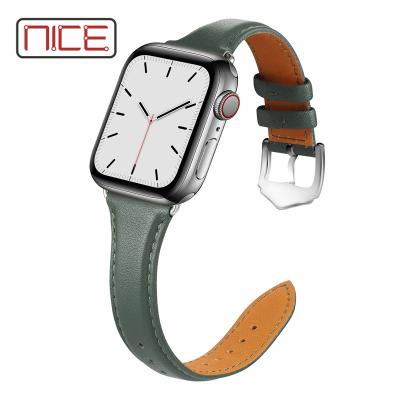 China Daily Use Genuine Apple Leather Watch Bands For 38mm 40mm 42mm 44mm , Top Grain Slim&thin Leather Bands For iWatch SE Series 6/5/4/3/2/1 for sale