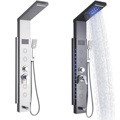 China Without Slide Bar Wholesale Wall Mounted Shower Panel Multi Functional LED Thermostatic Shower Panels for sale