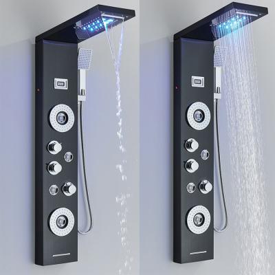 China Without Slide Bar Hot Sale Bathroom Stainless Steel Massage Body Jets LED Shower Wall Panel for sale