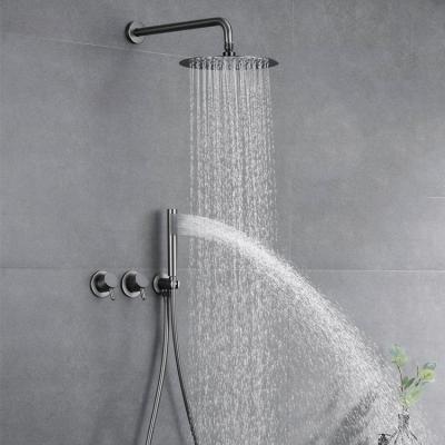 China Without Slide Bar Amazon Hot Sale Wall Mounted Shower Set Black Concealed Shower Mixer Bathroom Shower Systems for sale