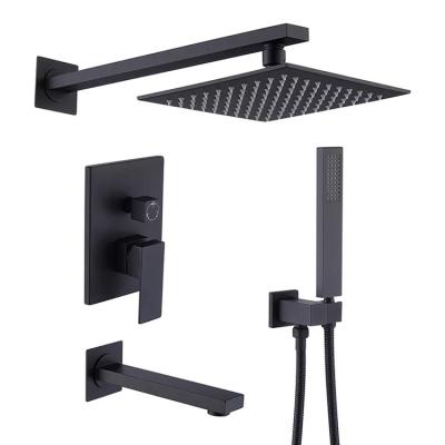 China High Quality Matte Black Concealed Shower Set Hotel Bathroom Sliding Bar Hot Sale for sale