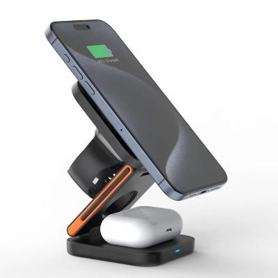 China 15W Foldable 3 in 1 Magnetic Wireless Charger Station for and Multifunctional Fast Charging of Electronic Devices for sale