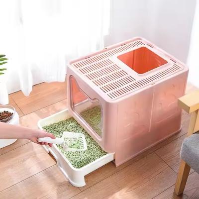 China Foldable Storage Litter Box Splash Cat Excrement Box Cat Toilet Send Cat Litter Shovel for sale