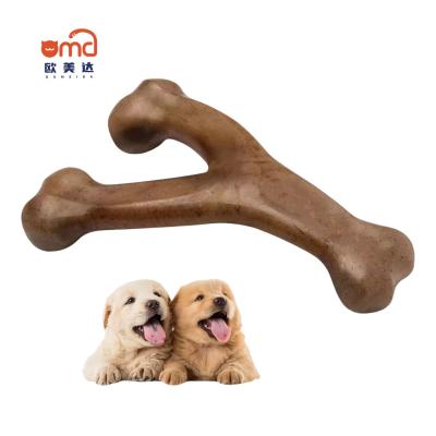 China Benebone Wishbone Sturdy Food Grade Dog Chew Toy for Aggressive Chewers Giant Real Bacon Flavor Tough Nylon Bone Dog Toy for sale