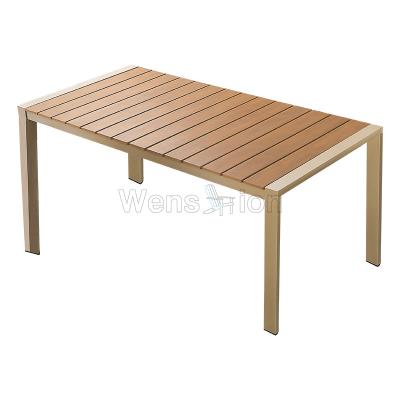 China UV Resistant Modern European Style Aluminum+HIPS Waterproof Outdoor Plastic Wooden Dining Table Set For Dining Room for sale