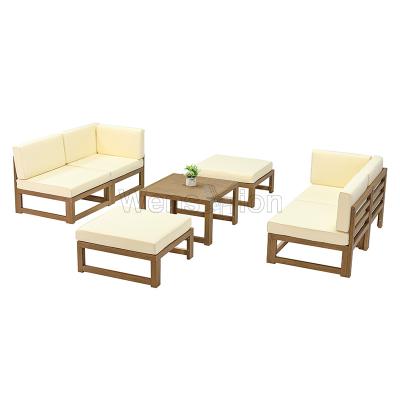 China Outdoor Weather Furniture Patio Furniture Cushion Set Sofa Patio Sectional Garden Furniture Sofa Set Outdoor Plastic Wood for sale