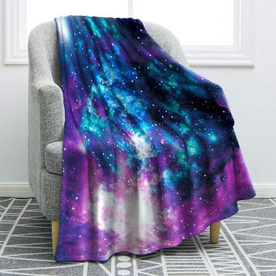 China Sky Folded 3D Printing Starry Light Weight Comfortable Flannel Blanket Throw For Couch Chair Sofa for sale