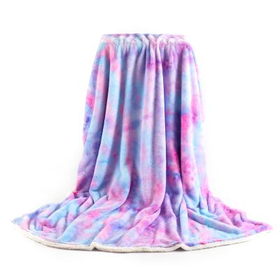 China PORTABLE Wholesale Nap Blanket Wholesale Tie Dye Rainbow Cashmere Plush Double Side Blanket for sale