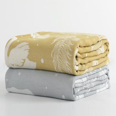 China Anti-Pull Insist Hot Selling Fiber Swan Feather Pattern Bamboo Blanket For Baby for sale