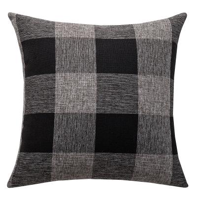 China Folded Drop Shipping Nordic Sofa Art Lattice Cushion Cover Large Linen Yarn-Dyed Pillow Case for sale