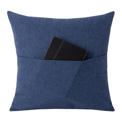 China Folded Folded Home Bedroom TV Sofa Cover Solid Color Pocket Pillow Case Remote Control Storage Cushion Drop Shipping for sale