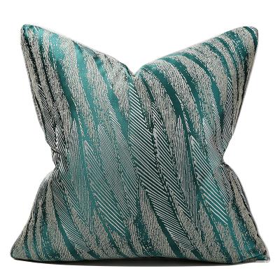 China PORTABLE Green Jacquard Modern Luxury Abstract Striped Decorative Tile Covers Pillow Case Cushion Covers For Sofa Couch for sale