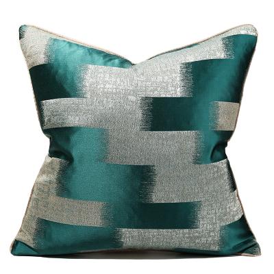 China Non-toxic Decorative Luxury Geometric Faux Jacquard High Precision Tile Green Silk Cushion Cover Case For Home Sofa for sale