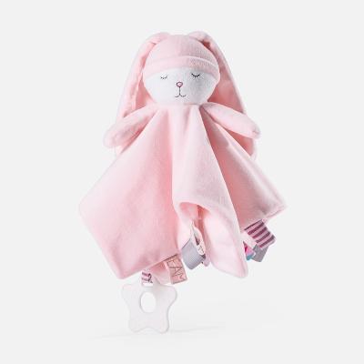 China Lovely Unisex Baby Toy Gifts Christmas Lovie Bunny Safety Soft Pink Disposable Blanket for Newborn Boys and Girls for sale