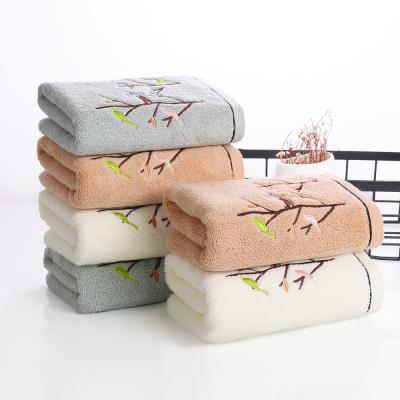 China Disposable Bathroom Hand Towels Embroidered Dendritic Soft Absorbent Hand Towel For Bathroom 34x75cm for sale