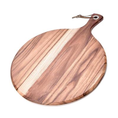 China Sustainable Acacia Cutting Board for Serving and Minor Food Prep with Handle Cheese Paddle Board Bread and Cookies Tray for sale