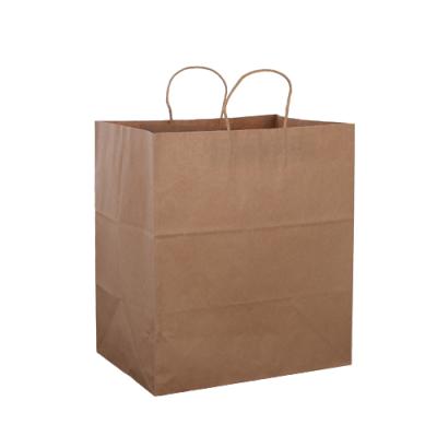 China Customized Logo 100% Recyclable Brown Kraft Paper Grocery Bag Recyclable Shopping Bag With Handle for sale