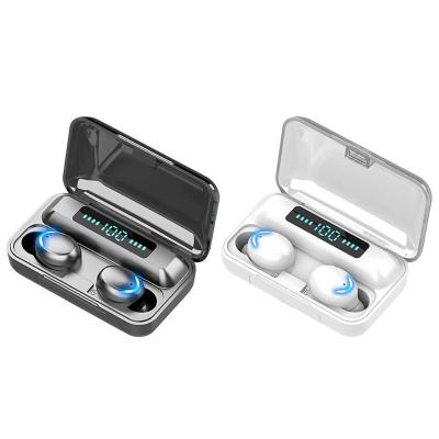 China New F9 Tooth 5.0 Earbuds tws fast auto peeling wireless mini earbuds mini twin wireless earbuds blue wireless earbuds with charging box for sale