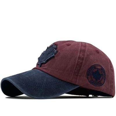 China JOINT Contrast Color Canada Retro Worn Peaked Caps For Sunshade And Outdoor Water Washed for sale