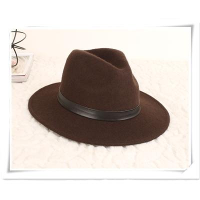 China New Image Winter Style Panama Men's Wide Brim Cowboy Jazzy Wool Wide Brim Hats Plaid Fedora for sale