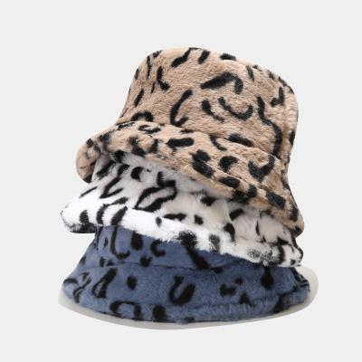 China Japan Hats Thickened Plush Warm Bucket Hat And Korean European Retro Style Leopard Print Fisherman for sale