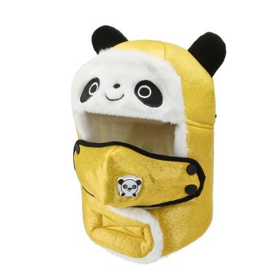 China JOINT Children's Autumn Winter Lovely Cotton Panda Cartoon Lei Feng Hat Kids Winter Hats Hearing Protection Sequin Cold Hat for sale