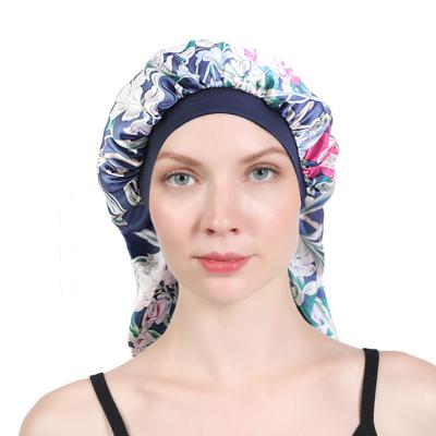 China Four Seasons Country Style Polyester Long Braided Hat African Printing Long Hair Satin Nightcap Long Hair Cap Beauty Salon Protective Hat for sale