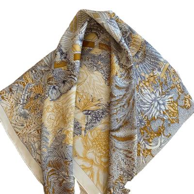 China Diamond Shape Silk Twill Scarf Long Accessories Both Sides Print Headband Scarf Brand Design Long Headwear Scarves for sale