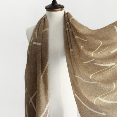 China Autumn And Winter Warm Barred Shawls Jet Dyed Wool Plain Weave Women's Woolen Scarf Factory Inner Mongolia for sale