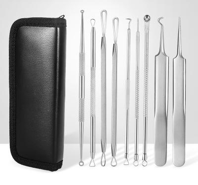 China Acne Treatment 9 Pieces/Set Acne Needle Blemish Comedones Extractor Blackhead Pimple Remover Tweezers Tool Kit for sale