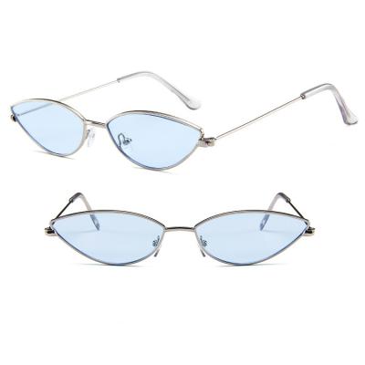 China Fashion European Sunglasses and American Cat Eye Metal Small Frame Sunglasses Shape Personality Fashionable Sunglasses for sale