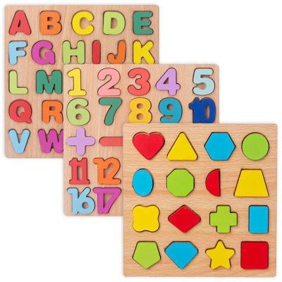 China Toy Wholesale Hot Sale Eco-Friendly Educational Handheld Numbers Wooden 3D Puzzle Kids Educational Toys for sale