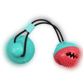 China Amazon TPR Sustainable Pet Toys Interactive Chewing Ball Tooth Cleaning Dog Toy With Suction Cup for sale