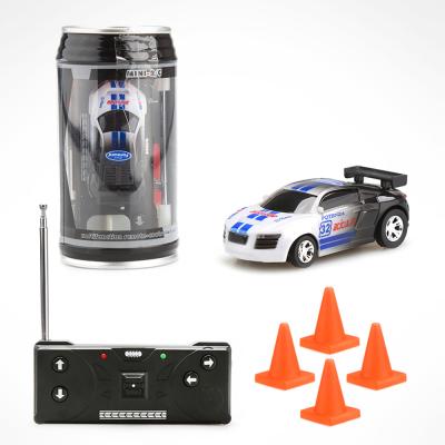 China Toy Portable Pocket Toy Car Diecast With 4PCS Roadblocks Cans Mini RC Car for sale