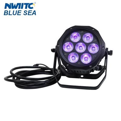 China Hotel factory price IP65 outdoor waterproof DMX 7x18w rgbwa par 6in1 UV can 64 led par light for sale