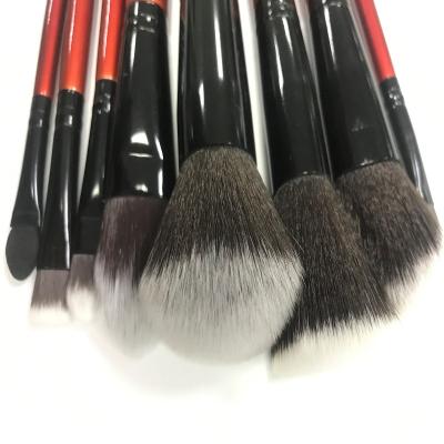 China Angular Blush Dark Red Wholesale Luxury Makeup Brushes Cosmetic Brush Kit for sale